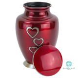 Loving Hearts Brass Urn - Shown with Lid Off