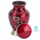 Loving Hearts Keepsake Urn - Shown with Lid Off