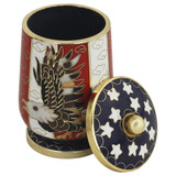 Patriotic Eagle Cloisonne Keepsake Urn - Shown with Lid Off