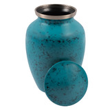 Boulder Blue Cremation Urn - Small - Shown with Lid Off