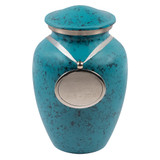 Boulder Blue Cremation Urn - Small - Shown with Pendant Option