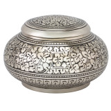 Leaves of Silver Round Urn - Medium