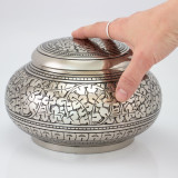 Leaves of Silver Round Urn - Medium