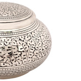 Design Detail - Leaves of Silver Round Urn - Medium