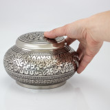 Leaves of Silver Round Urn - Small