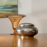 Leaves of Silver Round Urn - Extra Small