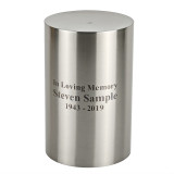Stainless Steel Silver Cylinder Urn - Optional Engraving