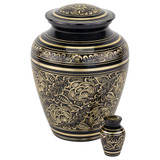 Villarose Elite Brass Urn - Shown with Matching Keepsake Urn - Sold Separately