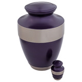 Adria Purple Keepsake Urn - Shown with Matching Adult Size Urn - Sold Separately