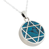 Turquoise Star of David Cremation Jewelry