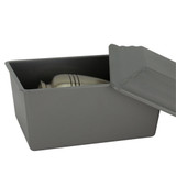 Basic Urn Vault - Gray with Lid Off and Urn Inside (Urn Sold Separately)