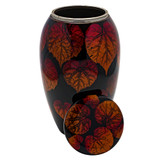 Crimson Leaves Cremation Urn - Shown with Lid Off