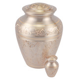 Platinum Elite Brass Urn - Shown with Matching Keepsake Size Urn