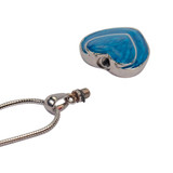 Two Hearts Blue Cremation Jewelry - Opening Shown