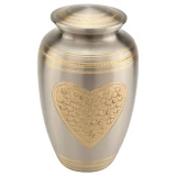 Embossed Heart Brass Urn