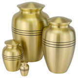 Classic Three Bands Gold Urn - Extra Small - Shown with Matching Urns - All Sold Separately