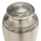 Feather Band Urn in Pewter - Close Up Detail Shown