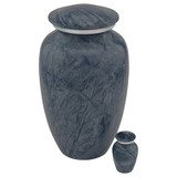 Dark Blue Harbor Aluminum Urn - Shown with Matching Keepsake Urn - Sold Separately