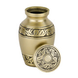 Classic Laurel Keepsake Urn- Gold - Shown with Lid Off
