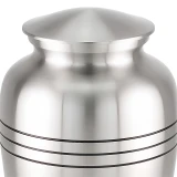 Three Bands Pewter Brass Urn - Close Up Detail Shown