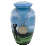 Golf Cremation Urn - Shown with Pendant Option