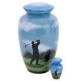 Golf Cremation Urn - Shown with Matching Keepsake Urn - Sold Separately
