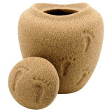 Oceane Sand Footprints Urn Extra Small with Lid Off