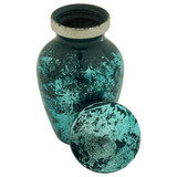 Blue Shimmer Keepsake Urn - Shown with Lid Off