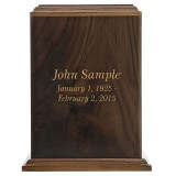 Soaring Eagle Inlay Wood Cremation Urn with Engraving Sample