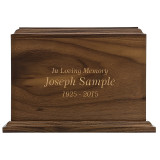 American Flag Wood Cremation Urn - Shown with Engraving Sample