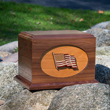 American Flag Wood Cremation Urn