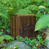 In the Woods Carved Wood Cremation Urn