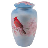 When A Cardinal Appears Aluminum Urn - Side View