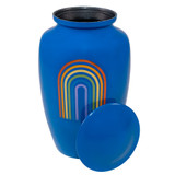 Bright Rainbow Aluminum Urn with Lid Off