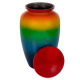 True Rainbow Aluminum Urn with Lid Off