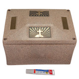 Champion XL Sandstone Urn Vault - Cross & Ray with Glue (Included)