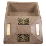 Champion XL Sandstone Urn Vault - Cross & Ray with Lid Off