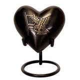 American Pride Heart Keepsake Urn with Dark Gray Stand (Sold Separately)