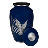 American Pride Brass Urn - Navy - Shown with Lid Off
