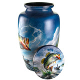 Gone Fishing Aluminum Urn with Lid Off