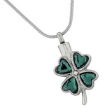 Four Leaf Clover Cremation Jewelry Pendant - Green