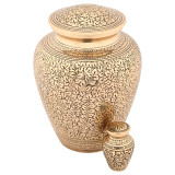 Leaves of Gold Keepsake Urn with Optional Adult Urn (Sold Separately)