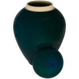 Bay Blue Ceramic Urn - Shown with Lid Off