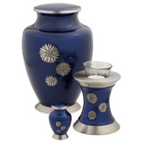 Flowers of Peace Keepsake Urn - Shown with Matching Adult Size and Tealight Urns - Both Sold Separately