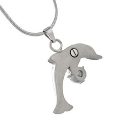 Back View - Dolphin Gemstone Cremation Jewelry Pendant
