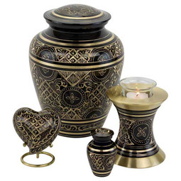 Black Elegance Brass Urn - Shown with Matching Collection - All Sold Separately