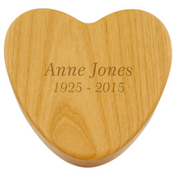 Devoted Heart Keepsake Urn Box in Alder with Sample Engraving