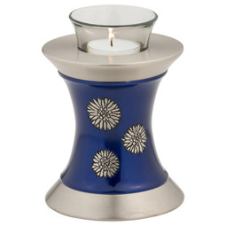 Flowers of Peace Tealight Urn with Candle Lit