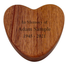 Devoted Heart Keepsake Urn Box - Mahogany - Optional Engraving