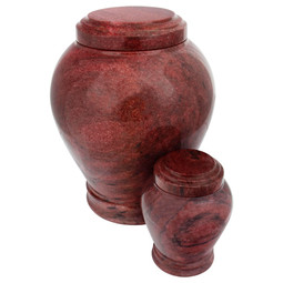 Red Marble Urn - Shown with Extra Small Urn - Sold Separately